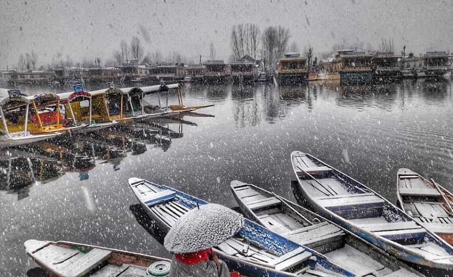 Dal Lake During Snowfall